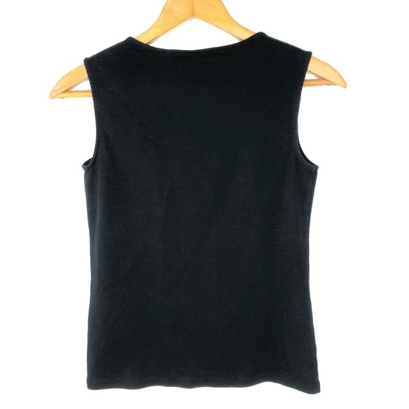 Rafaella Petite XS Black Tank with Gold Chain Neckline Detail - Picture 2 of 10